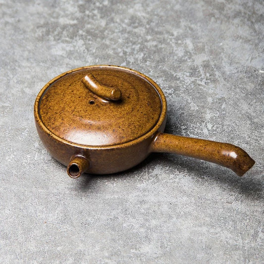 Handmade Retro Japanese-style Side-handle Teapot - Coarse Clay Gongfu Tea Brewer, Small Chinese Ceramic Pouring Pot