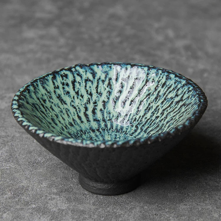 Handmade Coarse Clay Conical Tea Cup - Japanese-Style Chawan Master Cup, Rustic Wood-Fired Ceramic Tea Bowl (Large Size)