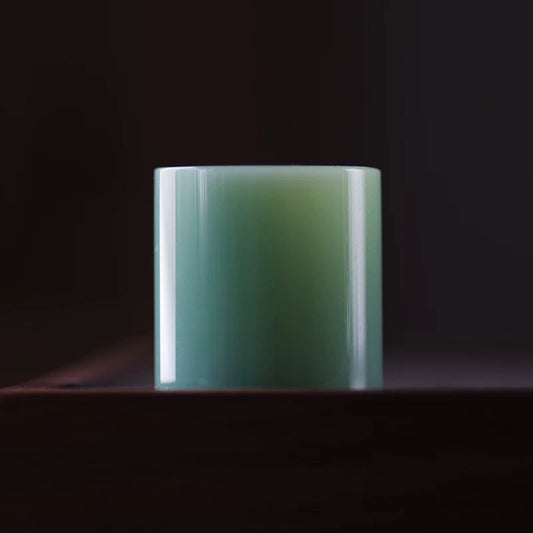 Premium Small Glass Lid Rest – Handcrafted Jade-Toned Tea Ceremony Accessory for Purple Clay Teapots | Zen-Inspired Transparent Lid Stand