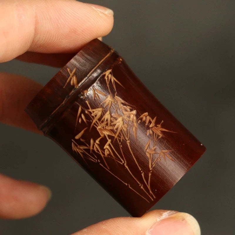 Aged Black Bamboo Teapot Stand – Handmade Lid Rest for Purple Clay & Iron Teaware