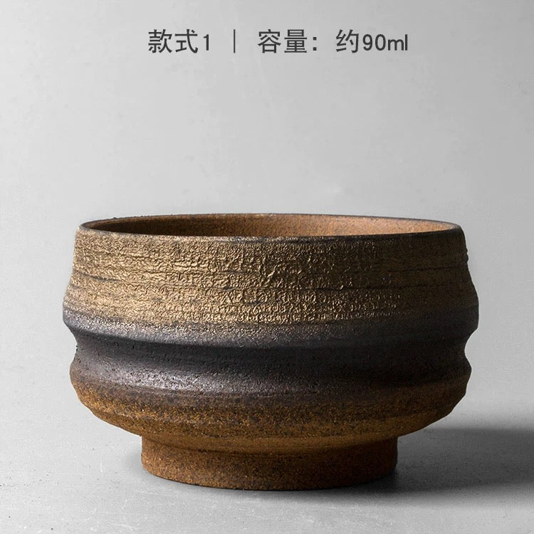Jingdezhen Handmade Ceramic Tea Cup - Japanese-style Rustic Chawan Master Cup, Wood-fired Gongfu Tea Set (Set of 1)
