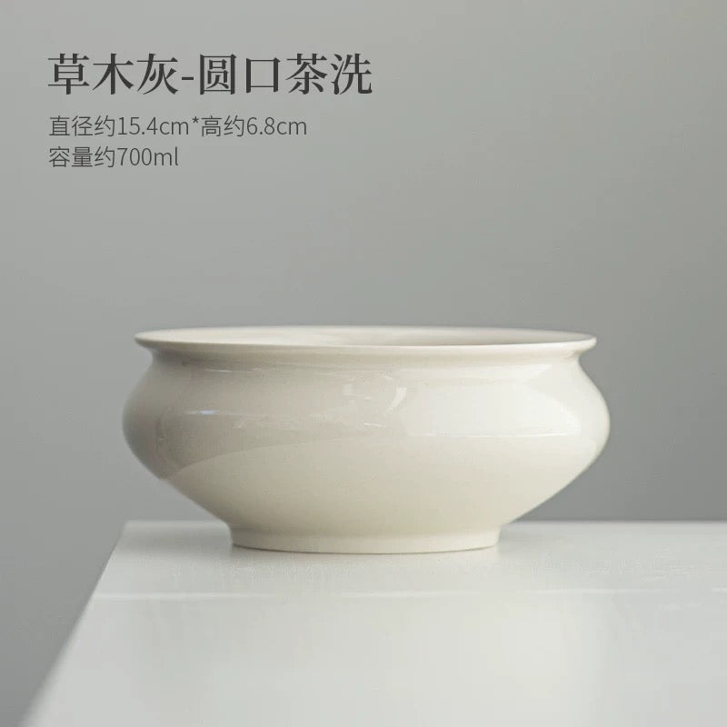 Zen Ash Tea Cleansing Vessel" - Ceramic Tea Bowl Washer & Waste Water Jar (Wabi-Sabi Style Gongfu Tea Set Essential)
