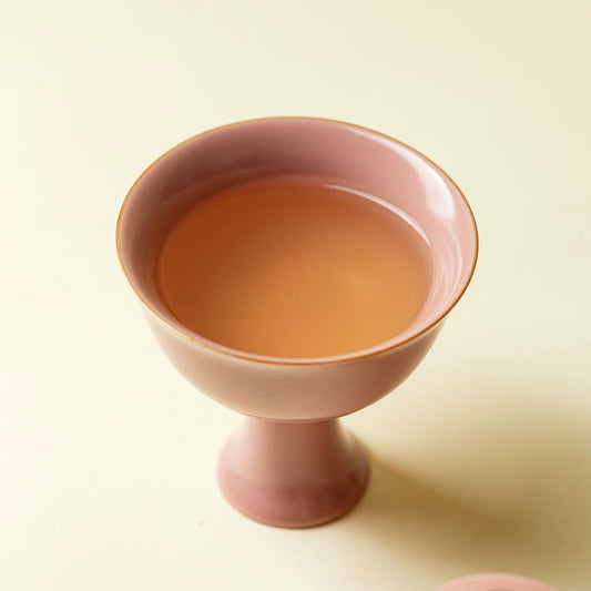 Song Dynasty Style Pink Ruyao Tea Cup – Crackle-Glazed Stemmed Master Cup for Women