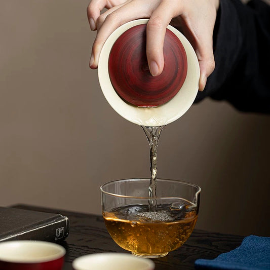 Hawthorn Red Vintage Travel Tea Set - Portable 1-Teapot-2-Cups Fast Brewing Kit with Customizable Oversized Gaiwan