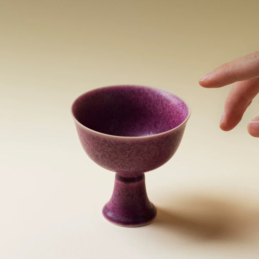 Handmade Yaobian Purple Tea Cup – Crystalline Glaze Ceramic Gongfu Set