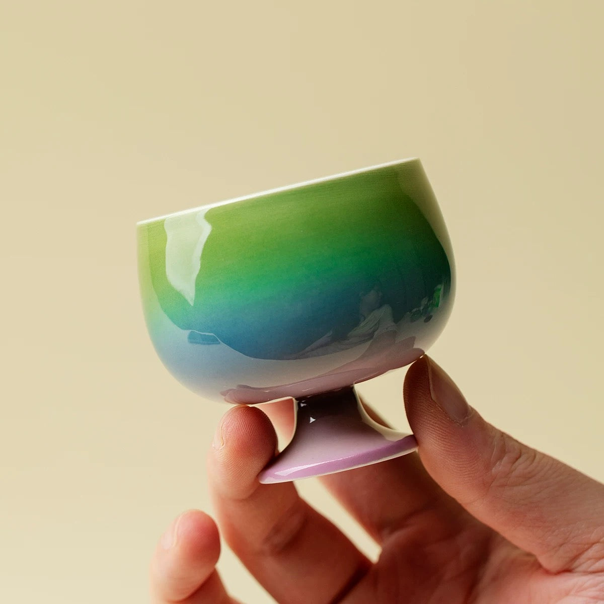 Emerald Elegance Tea Cup – Handcrafted High-Foot Master Cup