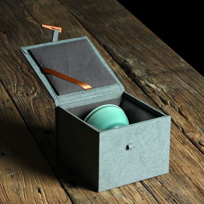 Weighted Celadon Tea Bowl – Artisan Thick-Glazed Drinking Cup for Gongfu Tea