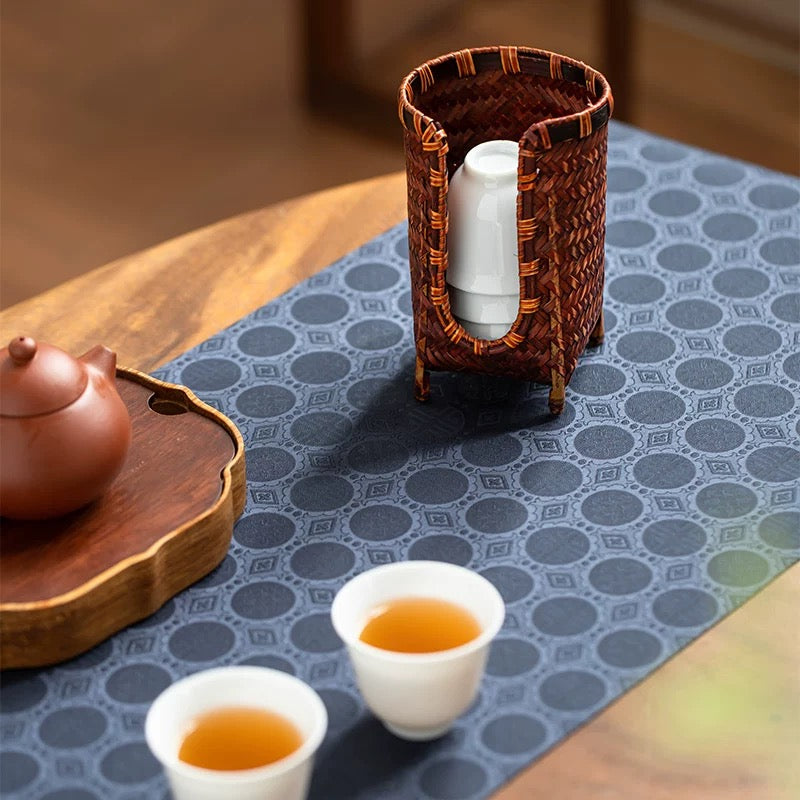 Handwoven Bamboo Tea Cup Holder – Japanese-Style Storage Basket for Gongfu Tea Sets (Multi-Slot Display & Organizer)
