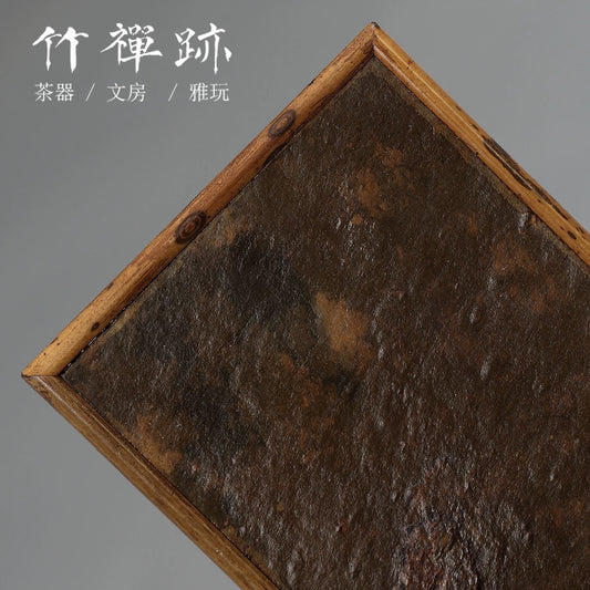 Handcrafted Deer Bamboo & Artificial Rock Lacquer Tea Board (2025 New Compact Dry-Brewing Tray for Solo Tea Sessions)