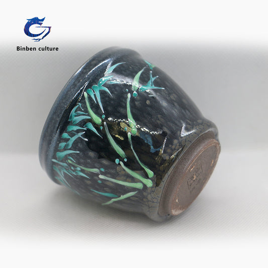 聯宏大建盞 類型:手持杯 釉面:手繪青鷓鴣漆