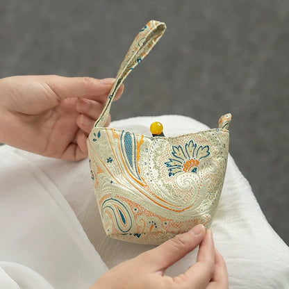 Woven Cotton Tea Accessory Pouch Set – Portable Drawstring Bags for Travel Tea Cups & Canisters (Owner’s Cup Storage Solution)