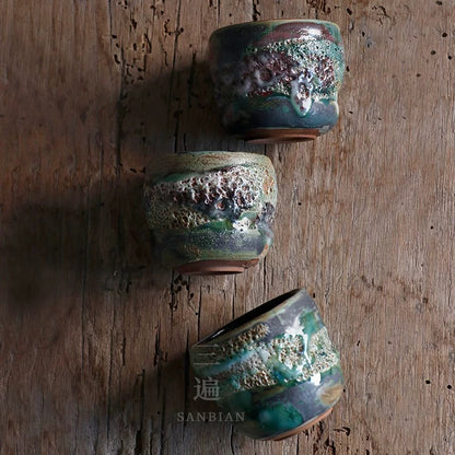One-of-a-Kind Handmade Shino Ware Master's Tea Cup - Wood-Fired Ceramic Gongfu Tea Cup, Unique Artistic Tea Bowl