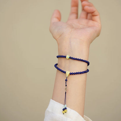 Mini 108-Bead Lapis Lazuli Mala - Weishi Original Afghan Stone Double-Wrap Prayer Bracelet