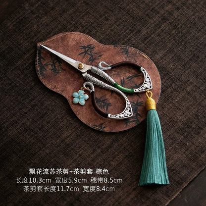 Mini Tea Scissors – Decorative Brocade-Covered Snips for Cutting Tea Bags & Leaves, Tea Ceremony Accessory