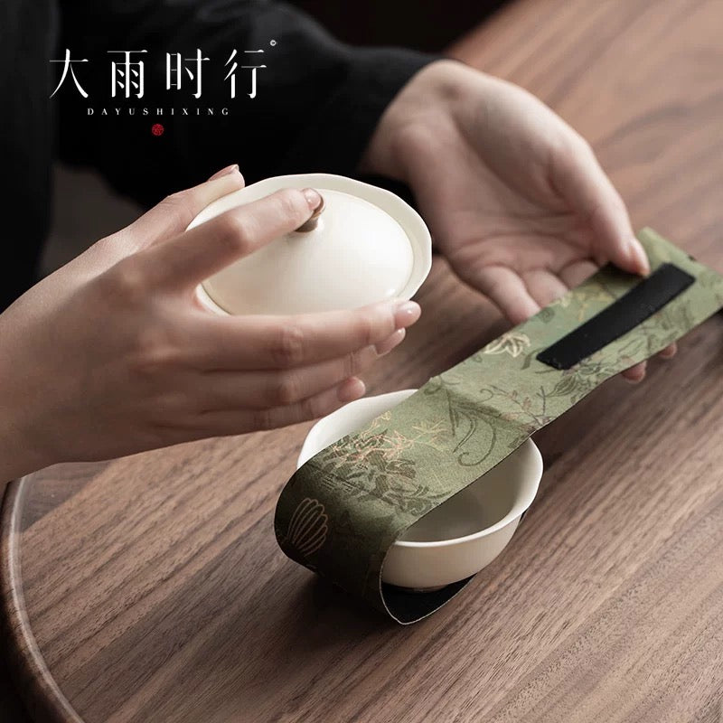 Monsoon-Proof Hook & Loop Tea Wrap— Velcro Straps for Zisha Teapot Protection (Travel-Ready Wrapping System for Outdoor Tea Ceremonies)