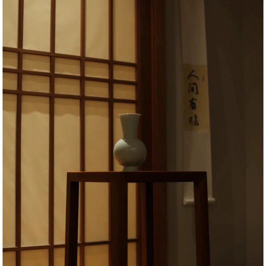 Shadow Blue Twin-Handled Vase－ Song Dynasty Style Scholar's Object (Celadon Flower Vase for Tea Room & Study)