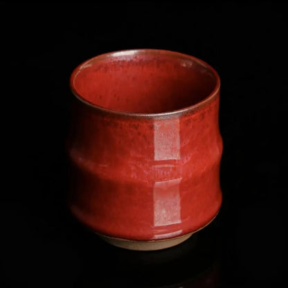 Jianyang Jianzhan Intangible Cultural Heritage Master Miao Shisheng's Persimmon Red Bamboo Knot Cup Collection Gift Feel Good