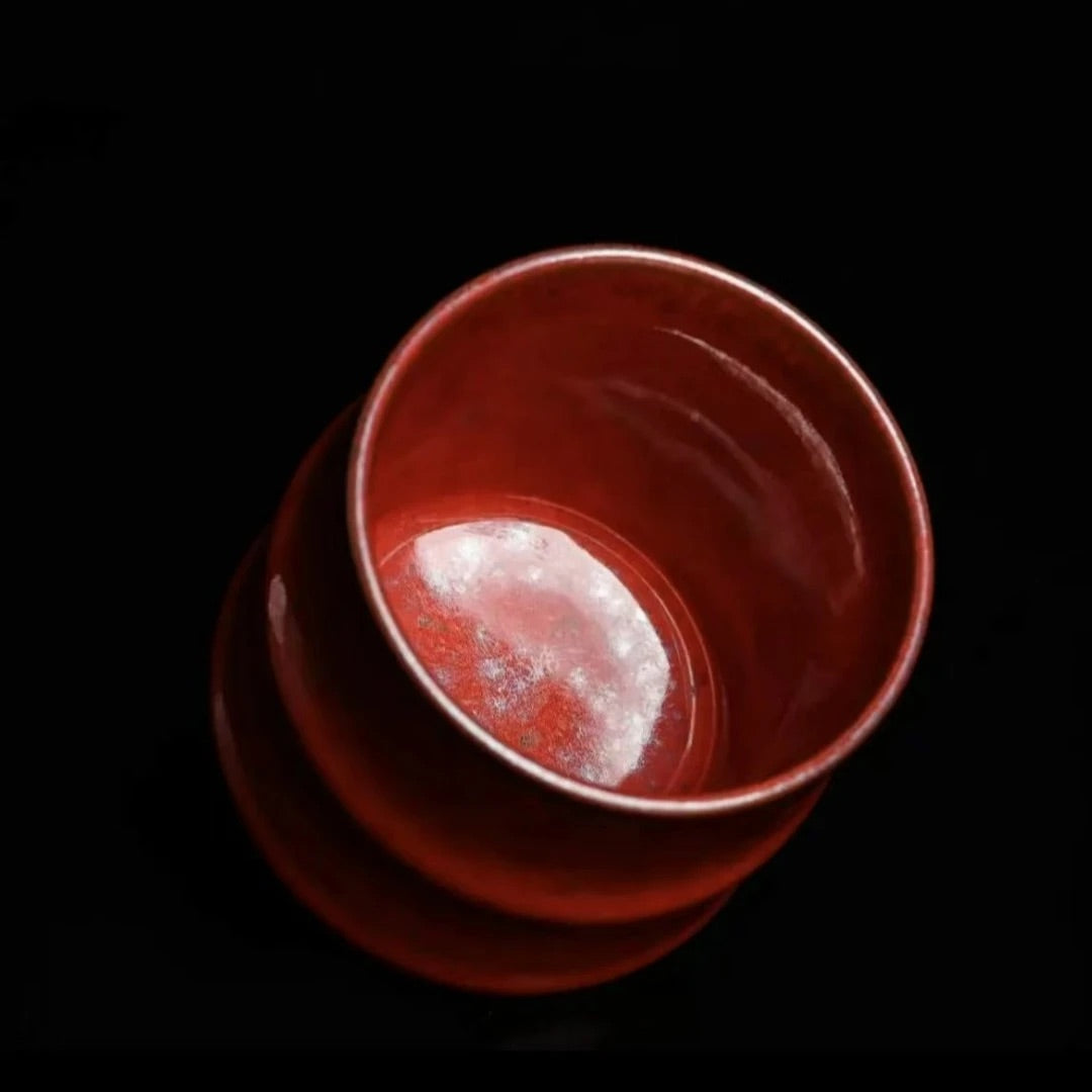 Jianyang Jianzhan Intangible Cultural Heritage Master Miao Shisheng's Persimmon Red Bamboo Knot Cup Collection Gift Feel Good