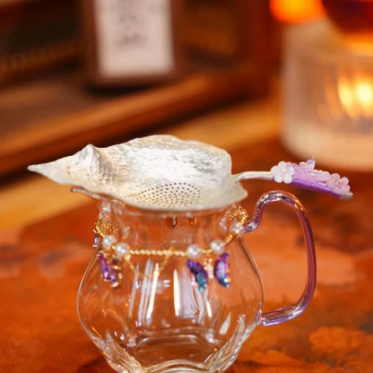 Pure Tin Tea Strainer – Handcrafted Bodhi Leaf-Shaped Tea Filter, Creative Gongfu Tea Accessory for Fairness Cup & Tea Ceremony