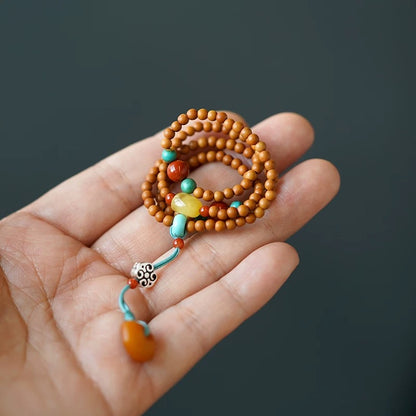Ultra-Slim 108-Bead Mala | Exquisite 3mm Olive Seed & Vintage Beeswax Mini Prayer Bracelet