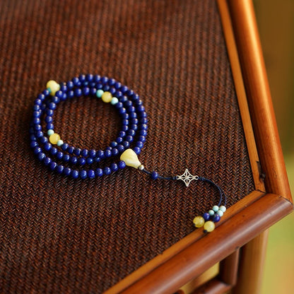 Mini 108-Bead Lapis Lazuli Mala - Weishi Original Afghan Stone Double-Wrap Prayer Bracelet