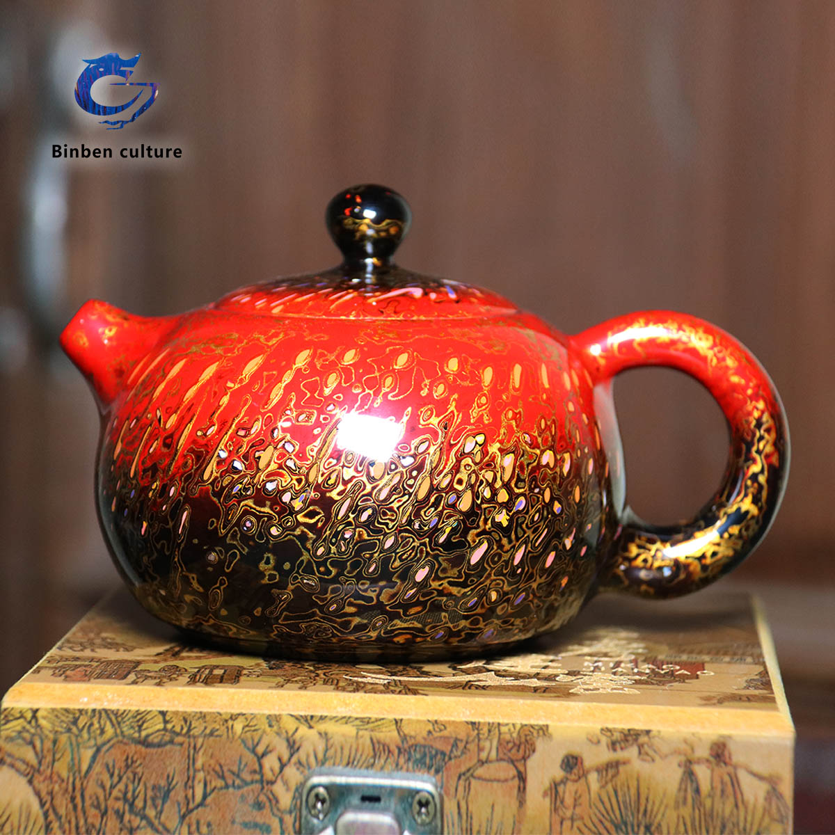 Lacquer Craftsmanship Short Mouth Xishi Pot