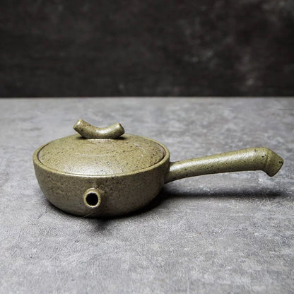 Handmade Retro Japanese-style Side-handle Teapot - Coarse Clay Gongfu Tea Brewer, Small Chinese Ceramic Pouring Pot