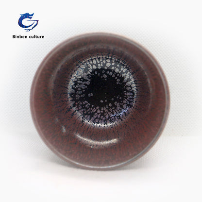 Chen Yuanfu Type: Bamboo Knot Glazed Surface: Diesel fired Purple Gold Oil Drop