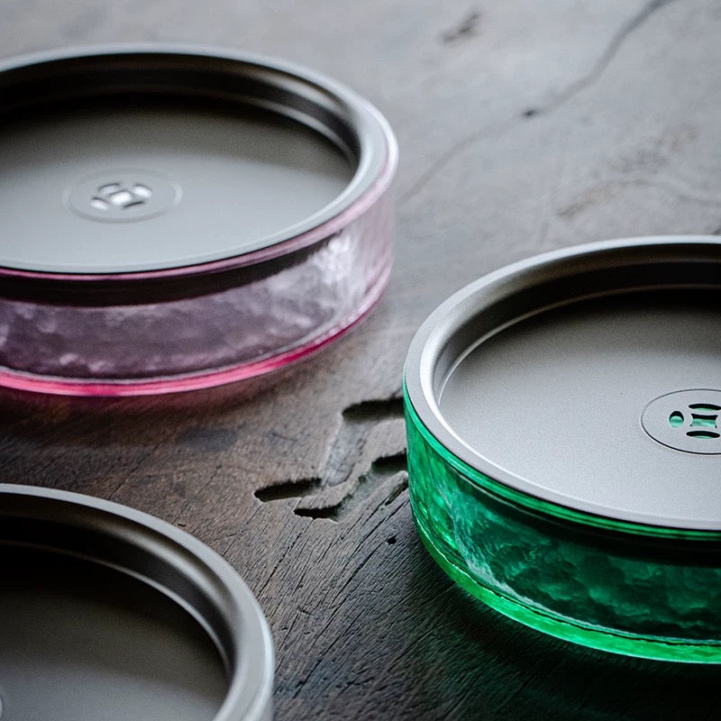 Vintage Glass Tea Waste Water Jar - Large Covered Wastewater Container for Tea Ceremony (Multi-Functional as Brush Rinse & Cup Cleaner)