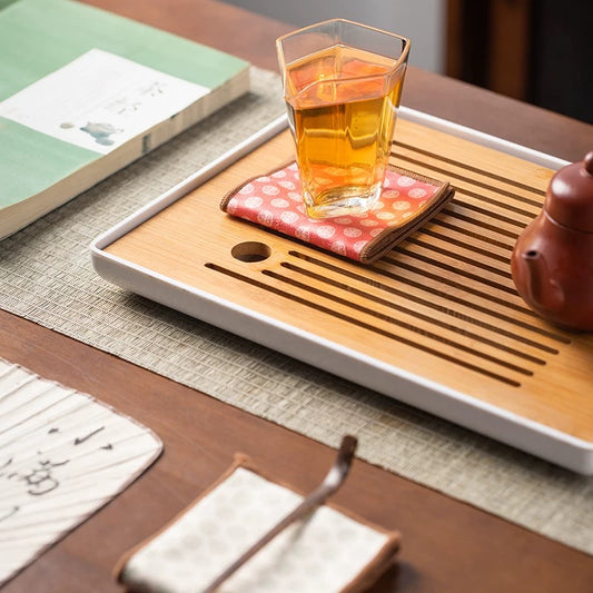 Linen & Cotton Tea Towel Set – Premium Absorbent Tea Cloths with Artistic Prints (Plush Thickened Fabric for Gongfu Tea Care)