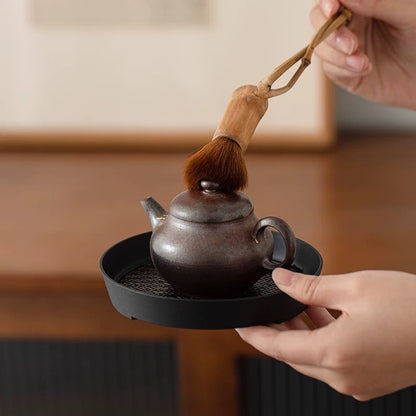 Bamboo 'Six Gentlemen' Tea Ceremony Set - Includes Teapot Brush, Tea Scoop, Pick, Funnel, Tongs & Storage Tube with Rattan Mat