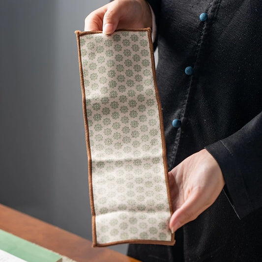 Linen & Cotton Tea Towel Set – Premium Absorbent Tea Cloths with Artistic Prints (Plush Thickened Fabric for Gongfu Tea Care)