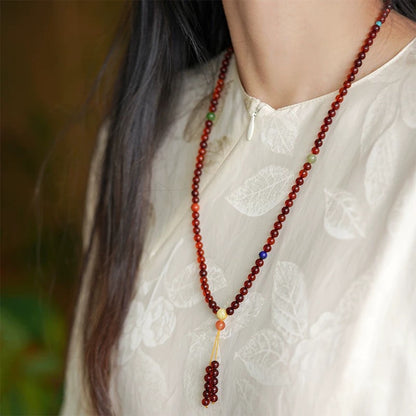 Blood Amber 108-Bead Mala - Handknotted Red Baltic Amber Prayer Necklace/Bracelet