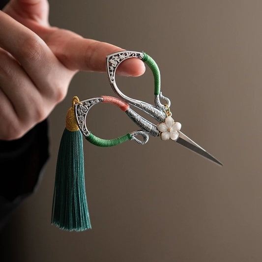 Mini Tea Scissors – Decorative Brocade-Covered Snips for Cutting Tea Bags & Leaves, Tea Ceremony Accessory