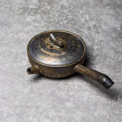 Handmade Retro Japanese-style Side-handle Teapot - Coarse Clay Gongfu Tea Brewer, Small Chinese Ceramic Pouring Pot