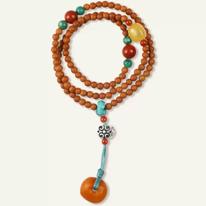 Ultra-Slim 108-Bead Mala | Exquisite 3mm Olive Seed & Vintage Beeswax Mini Prayer Bracelet