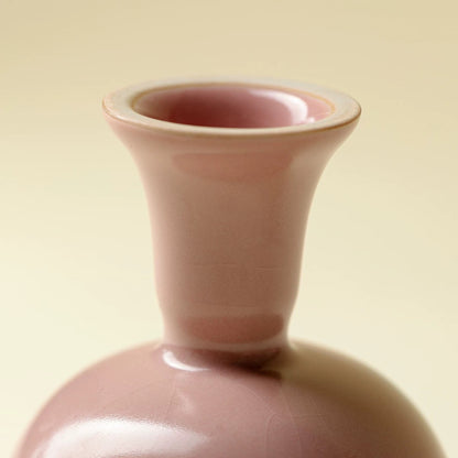 Song Dynasty Style Pink Ruyao Tea Cup – Crackle-Glazed Stemmed Master Cup for Women