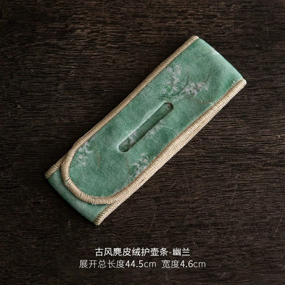 Suede Tea Set Protection Straps - Anti-Collision Wrapping Bands for Teapots & Cups (Portable Travel Accessories for Outdoor Tea Ceremonies)