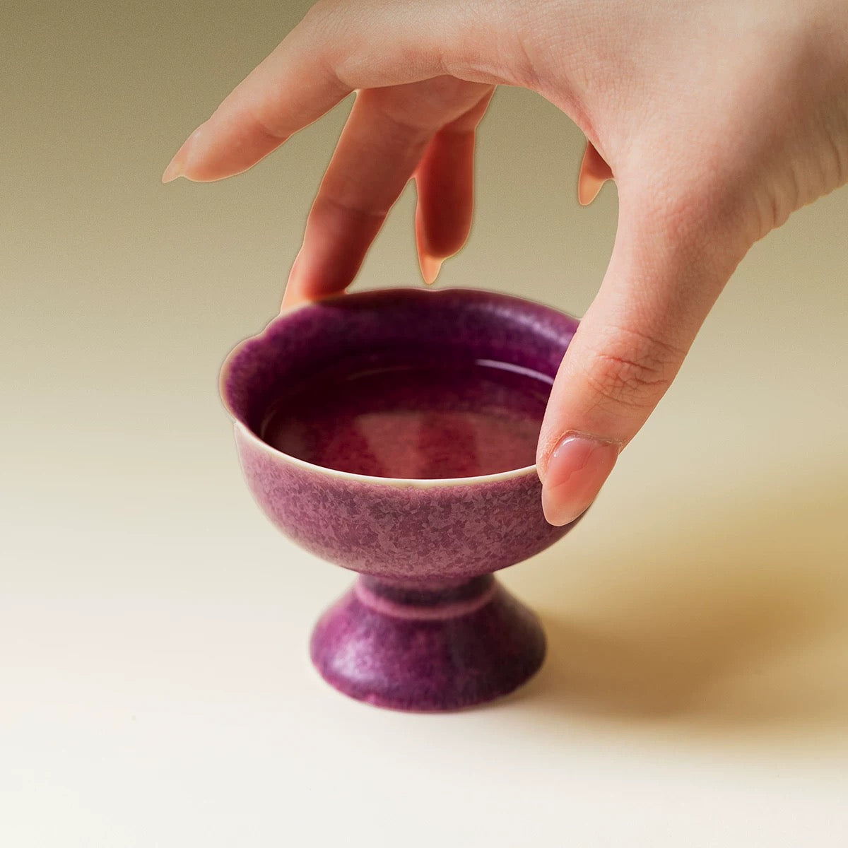 Handmade Yaobian Purple Tea Cup – Crystalline Glaze Ceramic Gongfu Set