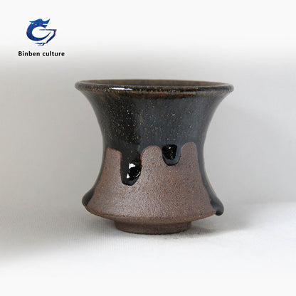 Glazed surface: antique wood fired rabbit hair utensil type: irregular cup