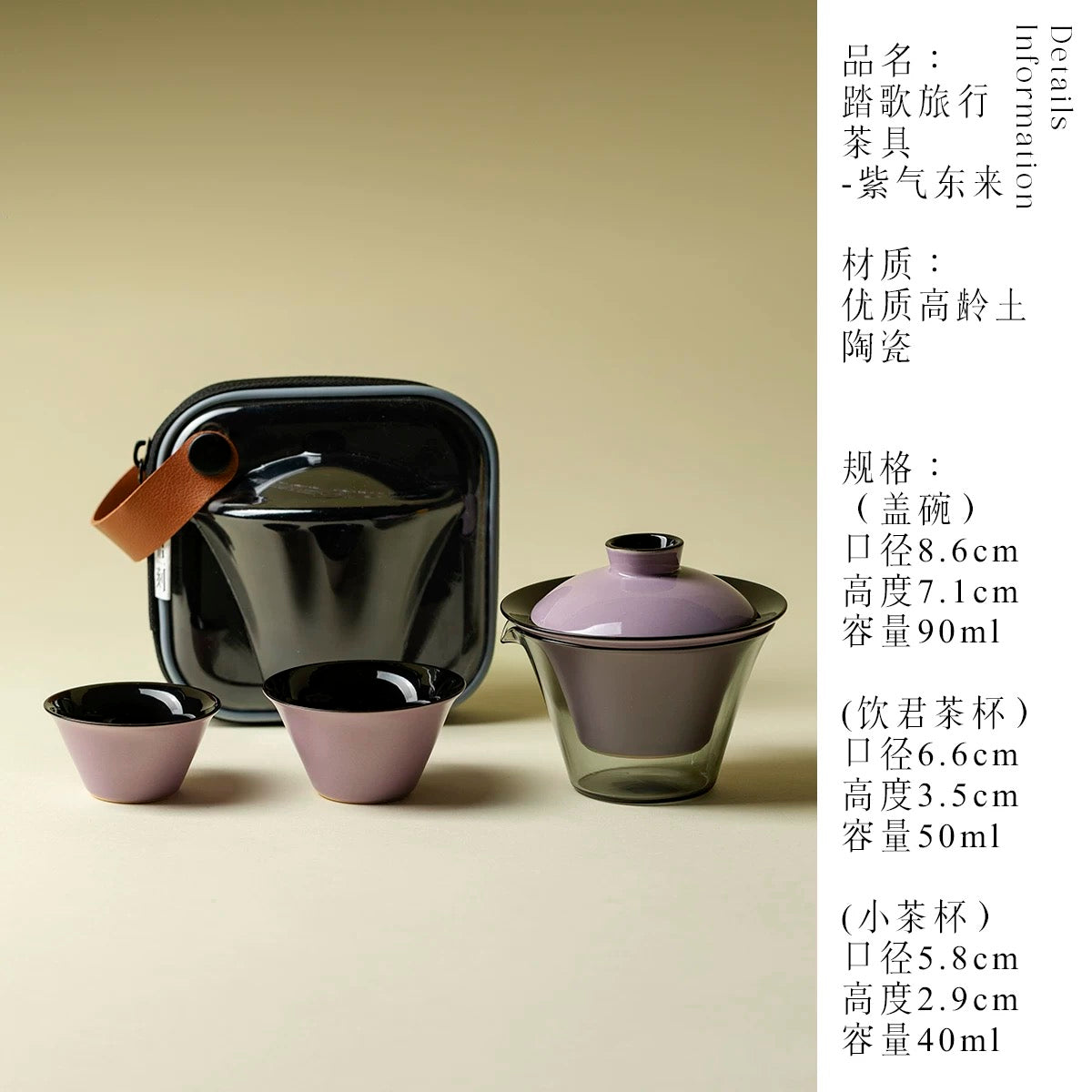 Purple Haze Travel Tea Set - Portable 1-Pot-2-Cup Fast Brew Kit for Car Camping & Outdoor Adventures