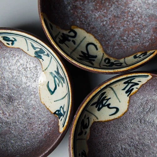 Handmade Coarse Clay Tea Cup - Wood-Fired Ceramic Tea Set, Chinese Pu'er Tea Cup with Hand-Painted Design, Large Gongfu Chawan Master Cup (Free Shipping)