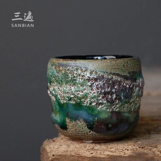 One-of-a-Kind Handmade Shino Ware Master's Tea Cup - Wood-Fired Ceramic Gongfu Tea Cup, Unique Artistic Tea Bowl