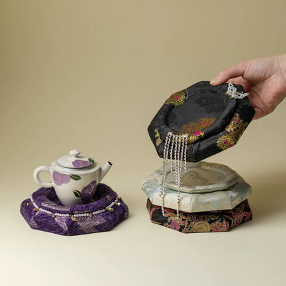 Zen-Inspired Octagonal Tea Tray – Chinese Modernist Teapot Stand for Gongfu Tea Ceremony (Handcrafted Tea Display Platform)