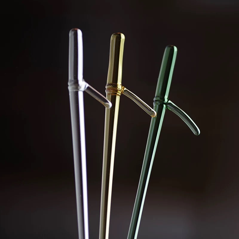 Elegant Bamboo-Inspired Glass Tea Scoop – Transparent Household Tea Tool for Measuring, Awakening, and Serving Tea | Multi-Purpose Tea Scoop, Pick, Stirrer, and Tea Leaf Holder | Essential Tea Ceremony Accessory