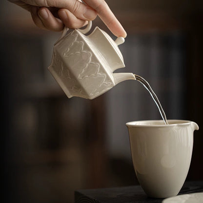 Song Dynasty-style Ding Kiln White Ceramic Teapot – Handmade Large Capacity Teapot with Filter, Retro Gongfu Tea Set for Home Brewing