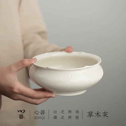 Zen Ash Tea Cleansing Vessel" - Ceramic Tea Bowl Washer & Waste Water Jar (Wabi-Sabi Style Gongfu Tea Set Essential)