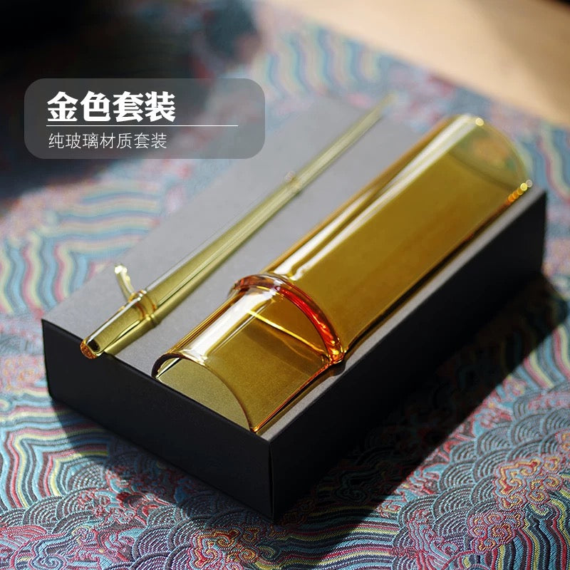 Elegant Bamboo-Inspired Glass Tea Scoop – Transparent Household Tea Tool for Measuring, Awakening, and Serving Tea | Multi-Purpose Tea Scoop, Pick, Stirrer, and Tea Leaf Holder | Essential Tea Ceremony Accessory