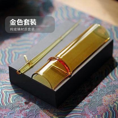 Elegant Bamboo-Inspired Glass Tea Scoop – Transparent Household Tea Tool for Measuring, Awakening, and Serving Tea | Multi-Purpose Tea Scoop, Pick, Stirrer, and Tea Leaf Holder | Essential Tea Ceremony Accessory