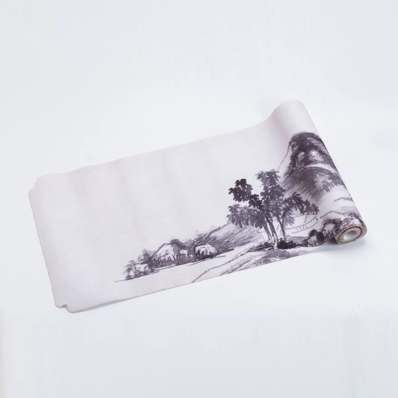 250cm×30cm Japanese-Style Waterproof Tea Table Runner – Zen Extra-Long Absorbent Mat for Chinese Tea Ceremonies (Luxury Fabric Tea Decor)